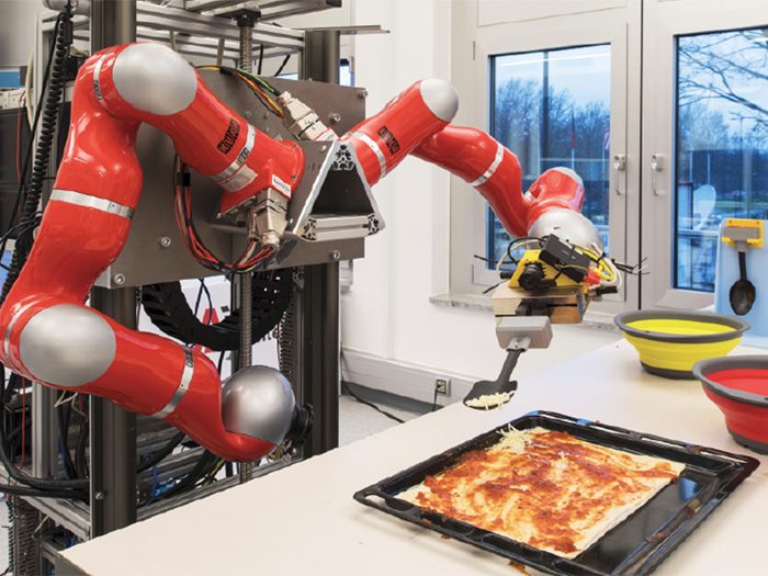 Cobots in action at a food processing unit.